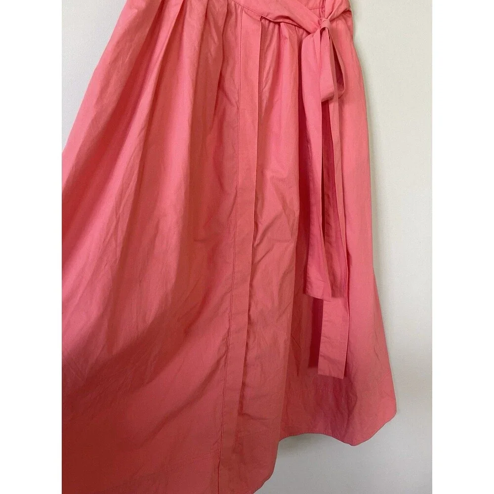 H & M Skirt Midi Women Coral Pleated Classic Cotton Preppy Fit Flare Sz 6 NWT